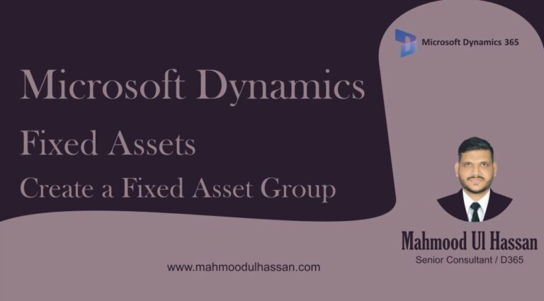 Microsoft Dynamics 365 Fixed Assets-Create a Fixed Asset Group ...